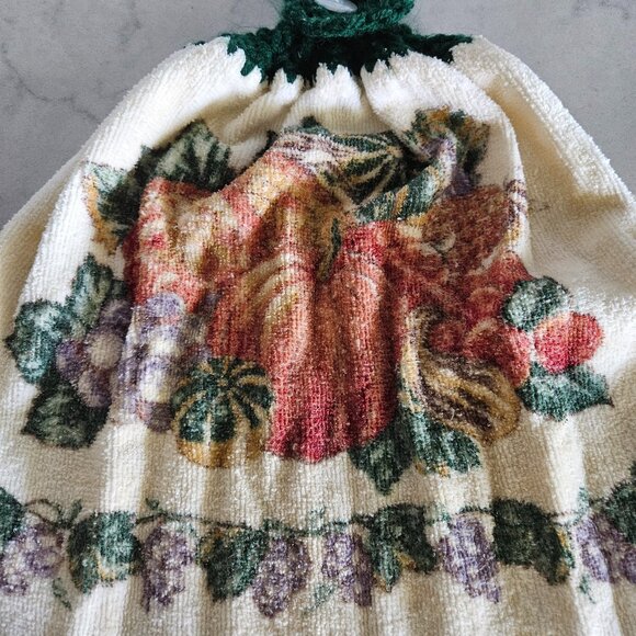 BRAND NEW GREEN CROCHET-TOP FALL HARVEST HANGING DISH TOWEL - Picture 9 of 13
